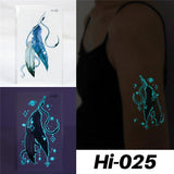 Blue Luminous Tattoo Sticker Luminous Waterproof Sexy Temporary Tattoo Chest Fake Tattoo