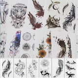 60 Styles Waterproof Temporary Tattoo Sticker for Women Men Tattoos Wolf Skull Flowers Snake Body Art Neck Arm Hand Fake Tatoo