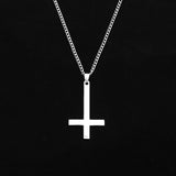 Stainless Steel Inverted Cross Pendant Choker Necklace Charm Couples Jewelry Women's Neck Chain Christmas Gift Lady Necklace