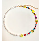 Bohemia Multilayer Smiley Pearl Rainbow Beaded Choker Necklace For Women Acrylic Fruit Heart Beads Chain Necklaces Beach Jewelry
