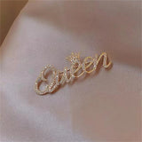 Luxury Queen Brooch Women Fashion Clothing Jewelry Lady Name Letter Rhinestone Brooch For Women Wholesale