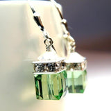 Trendy Silver Color Inlaid with Green Stones Drop Earring Women Shining Zircon Hook Dangle Earrings Wedding Jewelry