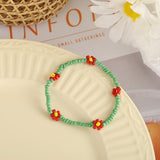 Mtcytea New Korean Cute Flowers Daisy Bracelets Transparent Colorful Beaded Handmade Elastic Wristband for Women Jewelry Dropshipping