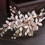 Flower Hair Comb Wedding Hair Accessories Silver Color Rhinestone Headband Bridal Tiara Headband Hair Pins Wedding Hair Jewelry