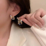 New Fashion Trend Unique Design Elegant Delicate Double Hoop Shell Earrings Ladies High Jewelry Banquet Party Gift Wholesale