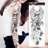 Large Arm Sleeve Tattoo Tiger Skull Owl Waterproof Temporary Tatto Sticker Fox Lion Body Art Full Fake Tatoo Women Men