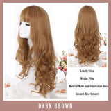 Lolita White Gold Highlight Pink Synthetic Big Wave Wig With Air Bangs Women's Cosplay Natural Heat Resistant Wig.