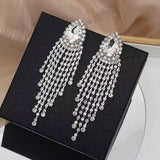 Fashion luxury Crystal Rhinestone large drop hanging Earrings suitable for women's Jewelry Wedding declaration Earrings accessor