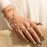 Vintage Punk Butterfly Ring With Bracelet Link Wrist Chain Finger For Women Charms Ring Lady Trendy Aesthetic Jewelry Gift