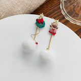 New Trendy Christmas Stud Earrings For Women Santa Claus Snowman Elk Bell Asymmetric Earring Girls Christmas New Year Jewelry