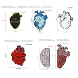 19style Anatomical Heart Enamel Pins Medical Anatomy Brooch Heart Neurology Pins for Doctor and Nurse Lapel Pin Bags Badge Gifts