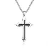 Fashion Men's Necklace Rectangle Pendant Necklace Fashion Simple Cross Chain Lover Gift Free Shipping