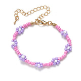 Mtcytea New Korean Cute Flowers Daisy Bracelets Transparent Colorful Beaded Handmade Elastic Wristband for Women Jewelry Dropshipping