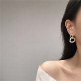 Korean geometric irregular freshwater pearl earrings, simple fashion women's earrings, new style