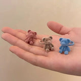 Flocking Bears Finger Ring Open Adjustable Sweet Cute Bear Rings Cartoon Index Ring Handmade Plush Bear Bowknot Jewelry Gift