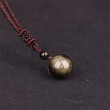 High Quality Lucky Love Jewelry Obsidian Tiger Eye Stone Beads Ball Transfer Pendant Necklace For Women Men