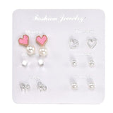 New Fashion Women 9pair/set Flower Pearl Alloy Ear Earring Cute Crystal Wedding Jewelry Gifts For Girl korean fashion