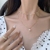 Vintage Multi-layer Pearl Necklaces For Women Irregular Pearl Pendant Necklace Choker Trend Wedding Jewelry Gift Party