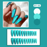 Mtcytea 24pcs Shiny Crystal Ballerina Press on Nail Cat Eye False Nail Patch Full Finished Purple Blue Glitter Wearable Manicure Tips