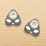 10pcs 21x21mm Enamel Sun Moon Cat Ghost Charm for Jewelry Making Earring Pendant Necklace Bracelet Accessories Diy White Plated