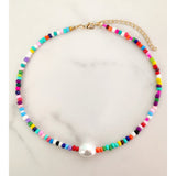 Bohemia Multilayer Smiley Pearl Rainbow Beaded Choker Necklace For Women Acrylic Fruit Heart Beads Chain Necklaces Beach Jewelry