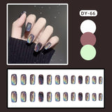 Mtcytea 24pcs Shiny Crystal Ballerina Press on Nail Cat Eye False Nail Patch Full Finished Purple Blue Glitter Wearable Manicure Tips