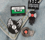 Punk Music Lovers Enamel Pin Good vibes tape DJ Vinyl Record Player badge brooch Lapel pin Jeans shirt Cool Gothic Jewelry Gift