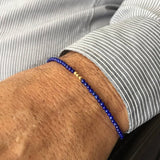 Mtcytea Lapis bracelet for Men Lapis lazuli Bead Bracelet Gold Hematite Mens Bracelet Blue Stone Bracelet Hematite Bracelet