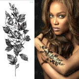 tattoo sticker women flower rose peony black tatouage temporaire femme temporary sleeve tattoo waterproof sexy body art fashion