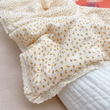 Baby Camellia Rose Print Muslin Blanket Quilt for Summer Infant Floral Muslin Comforter Napping Cover for Baby Bedding Quilts