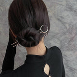 Trendy U Shape Elegant Hair Sticks Women DIY Hairstyle Black Stones Hairpins Crescent Moon Hair Accessories Brand Designs