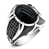 Retro Handmade Turkish Ring For Men Vintage Double Swords Black Zircon Rings Punk  Trendy Islamic Religious Muslim Jewelry