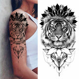 1pc Animal Lion Women Waterproof Temporary Tattoos Fake Stickers Arm Sun Art Black Cross Jesus 3D Praying Fashion Decoration