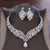 Baroque Crystal Water Drop Bridal Jewelry Sets Rhinestone Tiaras Crown Necklace Earrings for Bride Wedding Dubai Jewelry Set