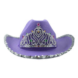 Feather Cowgirls Hat Pink Western  Silver Sequin Crown Party Prom Accessories  Cosplay Party Play Halloween Costumes Dropping