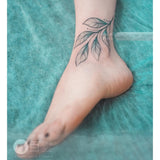 Mtcytea Ankle Feather Anklet Sexy Tattoo Stickers Waterproof Green Leaf Watercolor Tattoo Art Fake Temporary Tattoos Clavicle Shoulder