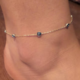 Bohemian Multi Layered Beads Ankle Bracelet for Women Leg Chain Blue Evil Eye Pendant Anklet Summer Beach Foot Jewelry