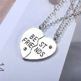 2 Piece Set  Necklace Metal Couple Pendant Necklace Collar Best Friend Bff Friendship Fashion Gift Jewelry Wholesale