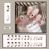 Mtcytea 24pcs Elegant Fairy Punk Dry Roses Fake Nail Art With Relief Pattern Fake Nails With Glue Full Cover Nails With Wearing Tools