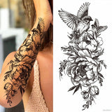 Sexy Flower Bird Temporary Waterproof Tattoo Sticker Girl Butterfly Dreamcatcher Cross Body Arm Sleeve Chest Fake Totem Women