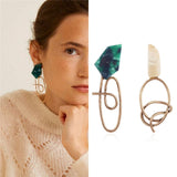 new trend exaggerated irregular alloy spiral earrings with geometric asymmetry