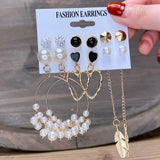 Fashion Gold Hoop Earrings Set Women Pearl Hoop Earrings Oversize Metal Circle Punk Earring Female Fashion Jewelry