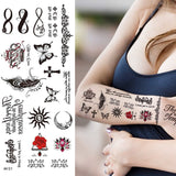 Mtcytea DIY Letters Words Temporary Tattoo For Kids Women Small Clover Graphics Fake Tattoo Clavicle Body Waist Finger Waterproof Tatoos