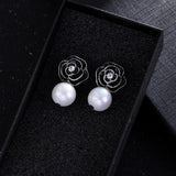 Trendy Style Camellia Flower Stud Earrings Pearl Flower Big Brand Eesign Earring Boucle Femme Pendante Chic Jewelry