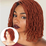 Braided Wig 10inch Synthetic Hair Short Bob Wig for Women Black Blonde Red Dreadlock Goddess Faux Nu Locs Curly Twist Wig Female