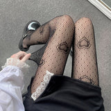 Mtcytea  Heart Flower Mesh Japanese Girl Lolita Ins Tights Stockings White Fishnet Pantyhose Female for Women Summer Legging Stocking