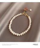 New Baroque Natural Pearl Pink Peach Pendant Bracelets For Woman Korean Fashion Jewelry Girl's Elegant and Sweet Charm Bracelet