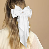 New Large Satin Bow Hairclip Girls Trendy Hairpin Women Chiffon Long Ribbon Ponytail Clip Barrettes Oversized Hair Accessories