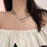 Fashion New Creative Star Geometric Crystal Clavicle Necklace Ladies Anniversary Jewelry Gift