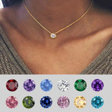 JUJIE 316L Stainless Steel Crystal Necklace For Women Fashion 12 Colors Birthstone Necklaces Jewelry Wholesale/Dropshipping